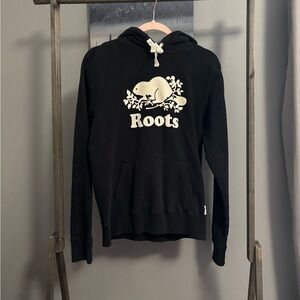 Roots Black Hoodie with Cream Beaver Logo